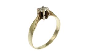 Ring 2.6g 585/- Gelbgold und Weissgold mit Diamant 0.20 ct.. Ringgroesse ca. 55