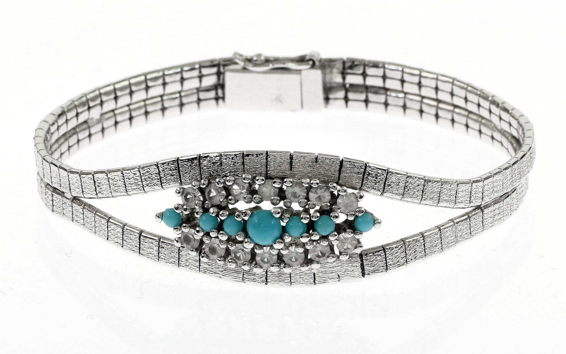 Armband 17.69 g 925/- Silber mit Tuerkis. Laenge 18 cm