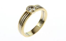 Ring 10.45g 750/- Gelbgold und Weissgold mit Diamant ca. 1.00 ct. H/pi2. Ringgroesse ca. 70