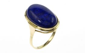 Ring 5.89g 585/- Gelbgold mit Lapislazuli. Ringgroesse ca. 60