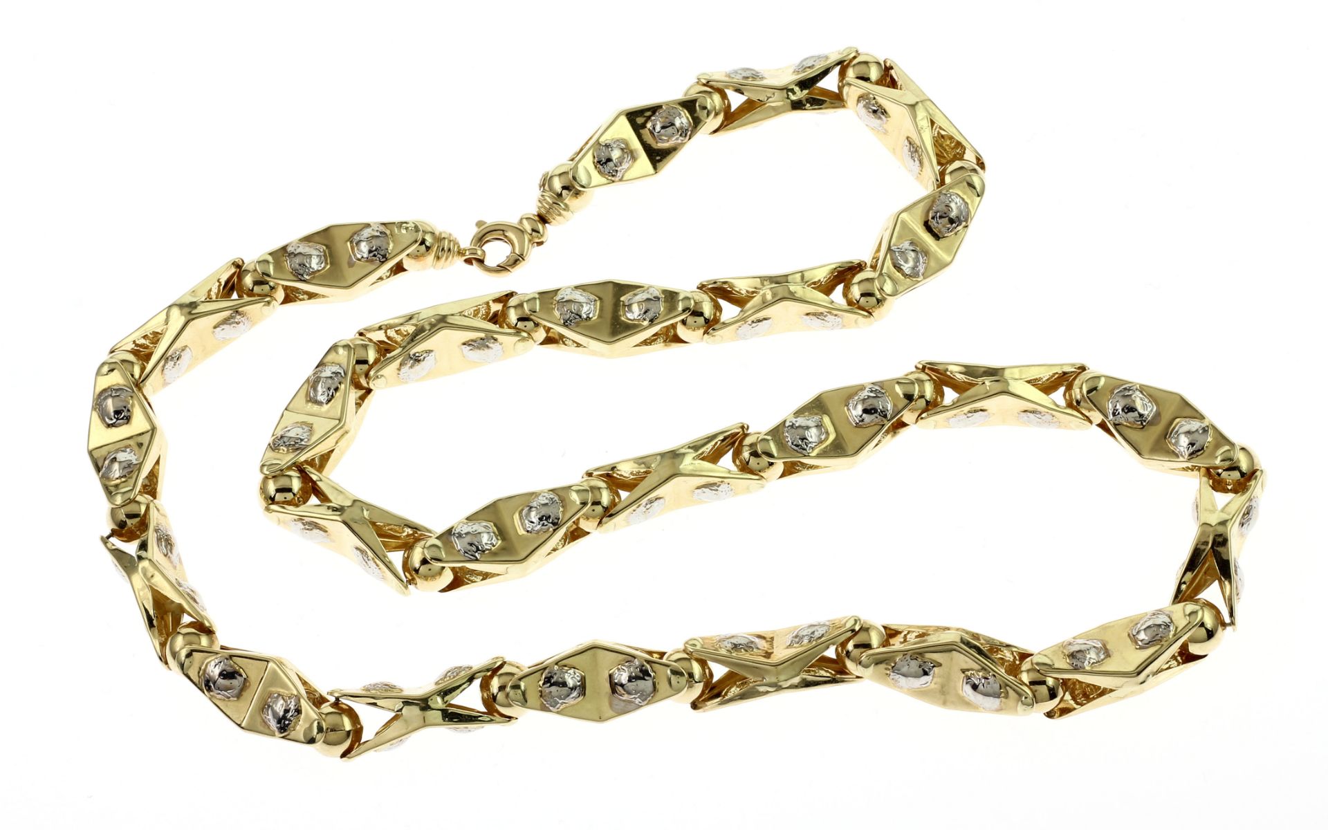 Kette 42.99g 585/- Gelbgold und Weissgold. Laenge ca. 67 cm