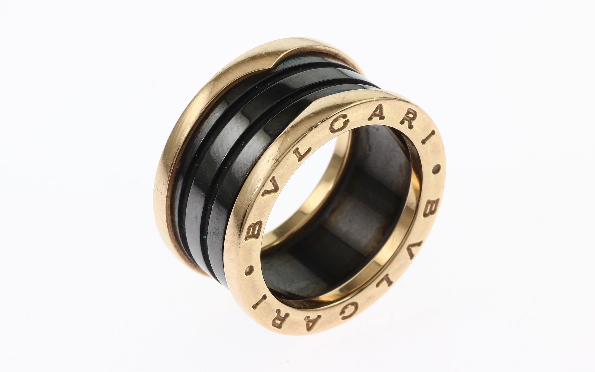 BVLGARI Ring 10.94g 750/- RosÃ©gold und Keramik. Ringgroesse ca. 54