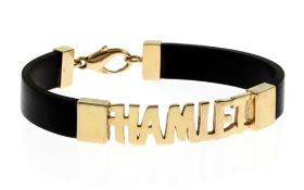 Armband "Hamlet" 18.32g 585/- Gelbgold mit Kautschukband. Laenge ca. 19 cm