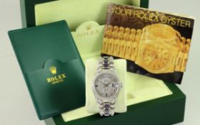 Rolex Day-Date Ref. 18239 Automatik 750/- Weissgold mit Diamanten und Saphire. mit Box und ohne Papi