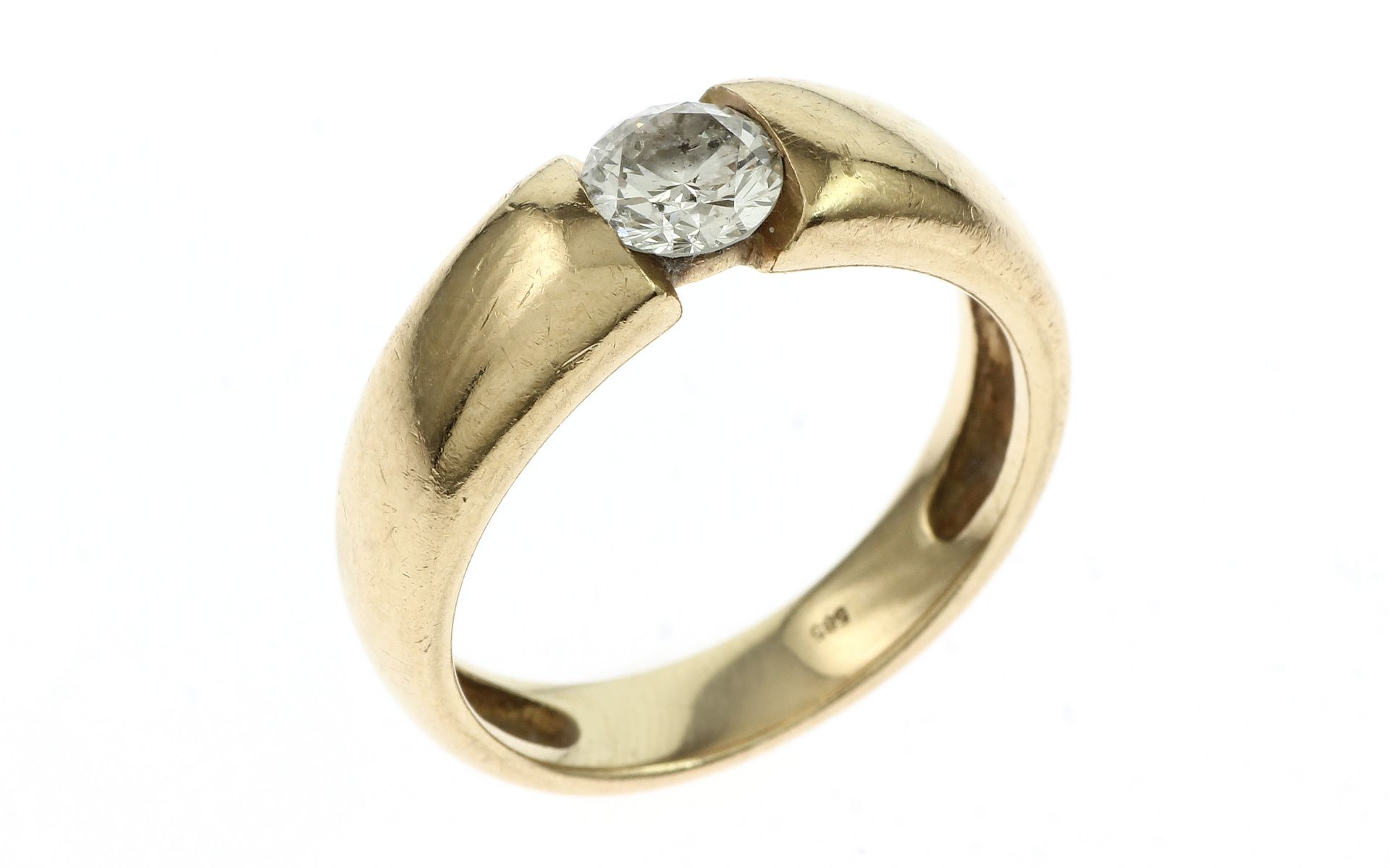 Ring 5.93g 585/- Gelbgold mit Diamant ca. 0.70 ct. H/p1. Ringgroesse ca. 55