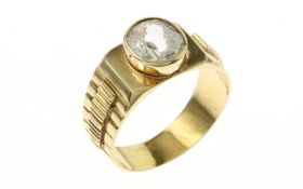 Ring 9.1g 585/- Gelbgold mit weissem Saphir. Ringgroesse ca. 67