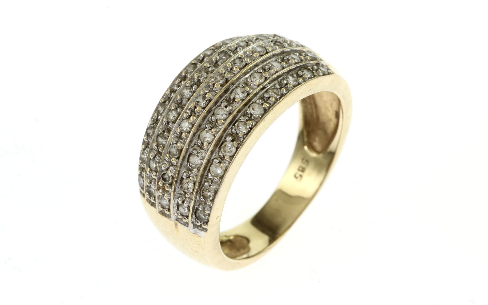 Ring 5.23g 585/- Gelbgold mit 50 Diamanten zus. ca. 0.50 ct. L/si. Ringgroesse ca. 53
