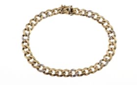 Armband 23.56g 585/- Gelbgold und Weissgold mit 14 Diamanten zus. ca. 0.14 ct.. Laenge ca. 21 cm