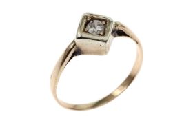 Ring 1.71g 585/- Rotgold und Weissgold mit Diamant ca. 0.20 ct.. Ringgroesse ca. 53