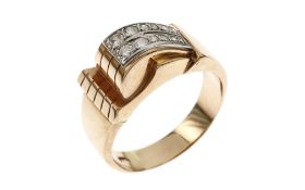 Ring 5.81g 750/- Weissgold und Rotgold mit 12 Diamanten zus. ca. 0.24 ct.. Ringgroesse ca. 65