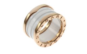 Bulgari Ring 9g 750/- Rotgold Cer Bianca BZero1 weisser Keramik AN855564/53. Ringgroesse 50