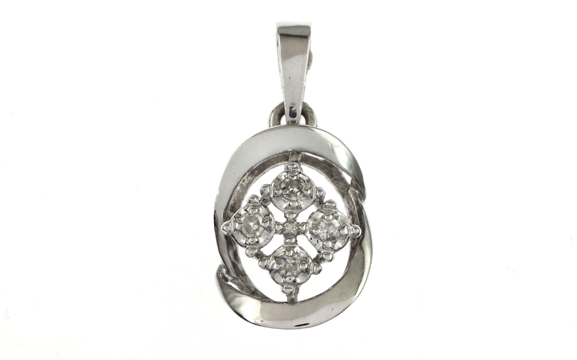 Anhaenger 1.02g 585/- Weissgold mit 4 Diamanten zus. ca. 0.06 ct.