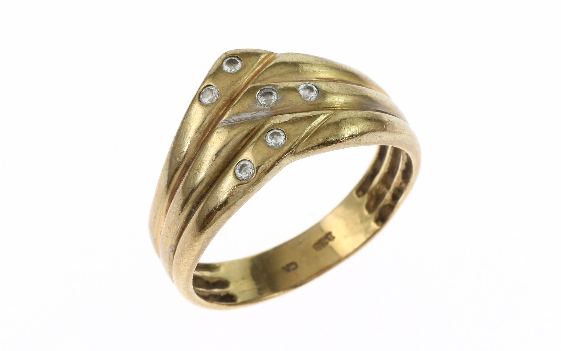 Ring 3.07g 333/- Gelbgold mit Zirkonia. Ringgroesse ca. 56