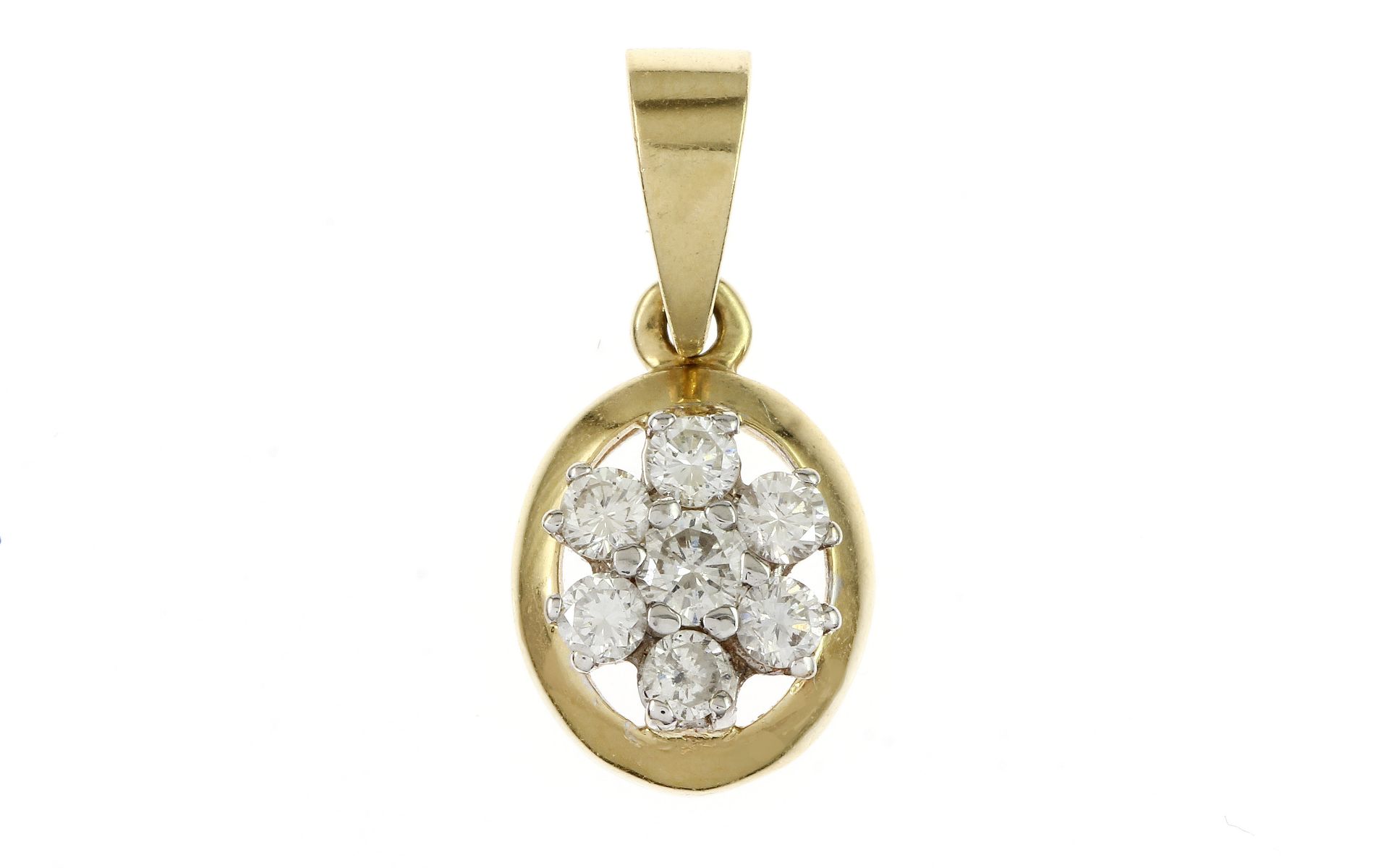 Anhaenger 1.43g 750/- Gelbgold und Weissgold mit 7 Diamanten zus. ca. 0.35 ct.