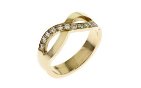 Ring 4.6g 585/- Gelbgold mit 11 Diamanten zus. ca. 0.40 ct. G/si. Ringgroesse ca. 51