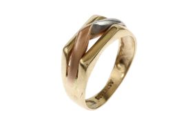 Ring 3.58g 585/- Gelbgold. Weissgold und Rotgold. Ringgroesse ca. 54