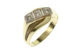 Ring 2.95g 585/- Gelbgold und Weissgold mit 3 Diamanten zus. ca. 0.03 ct.. Ringgroesse ca. 57