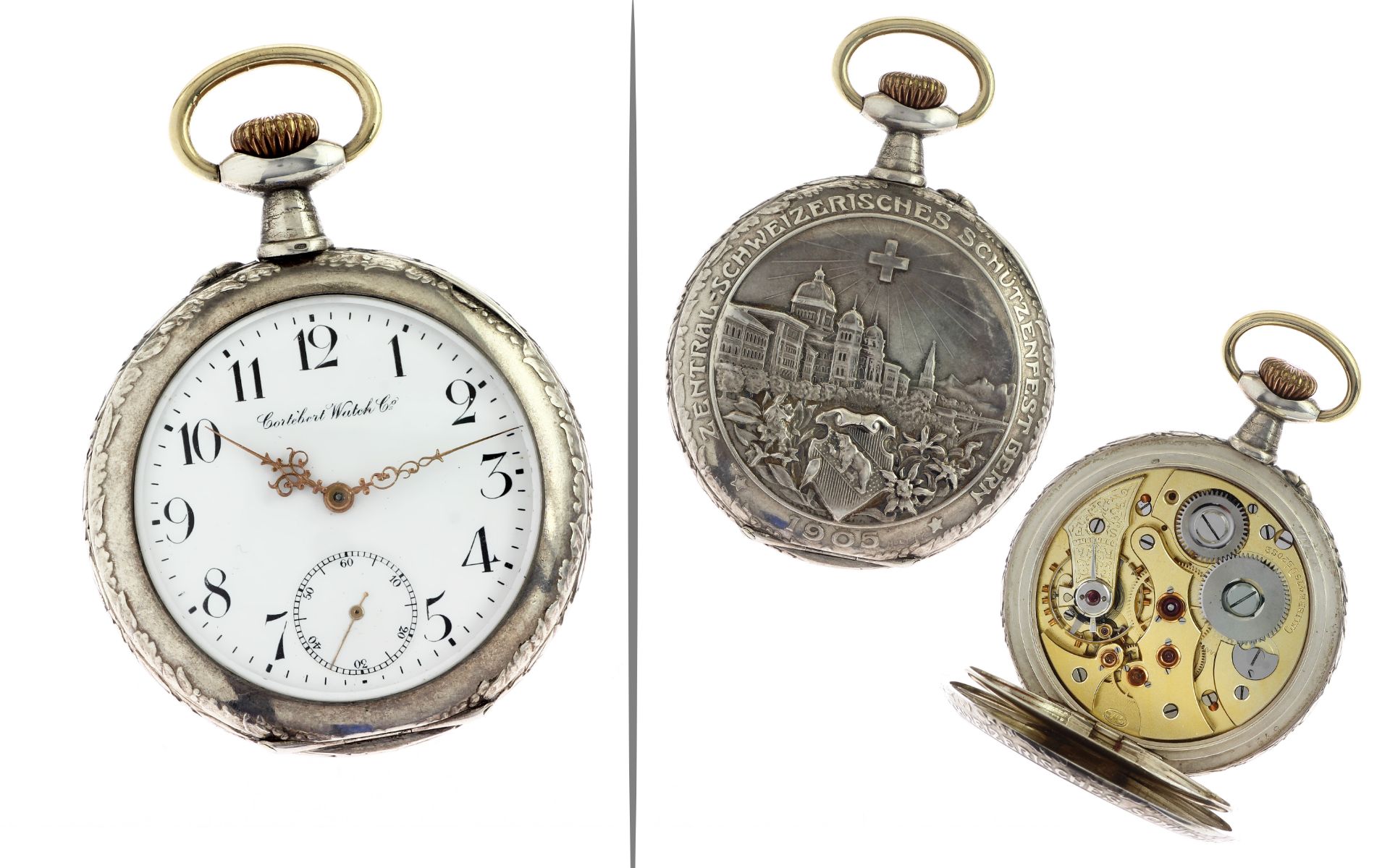 Cortebert Watch Co. Zentral-Schweizerisches Schuetzenfest Bern 1905 Handaufzug Edelstahl