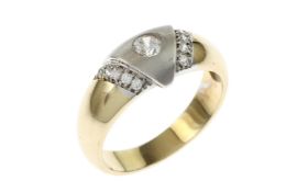 Ring 4.65g 585/- Gelbgold und Weissgold mit Zirkonia. Ringgroesse ca. 55