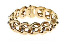 Armband 39.95g 750/- Gelbgold und Weissgold mit 13 Diamanten zus. ca. 0.91 ct.. Laenge ca. 20 cm