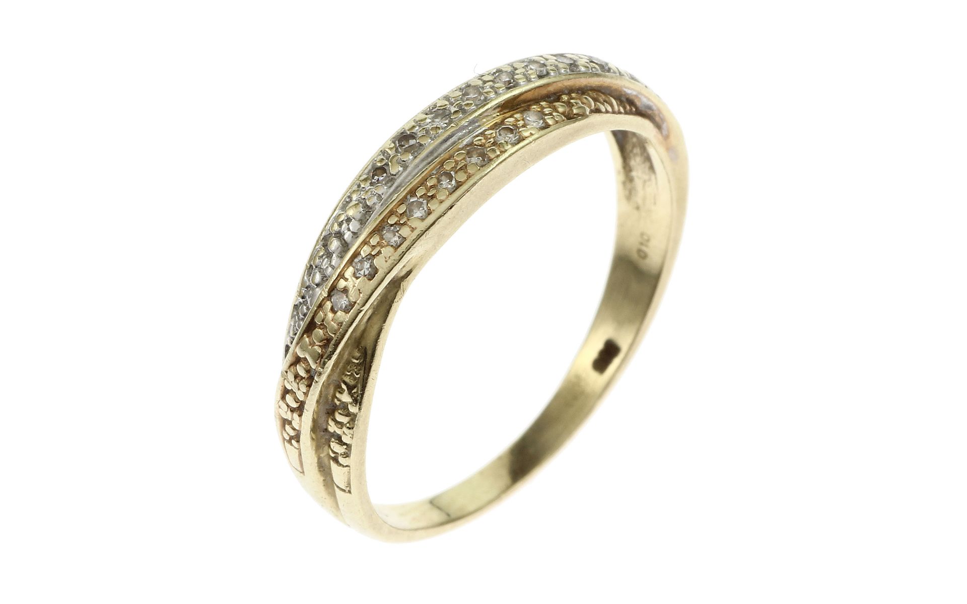 Ring 2.29g 585/- Gelbgold mit 16 Diamanten zus. ca. 0.16 ct.. Ringgroesse ca. 56