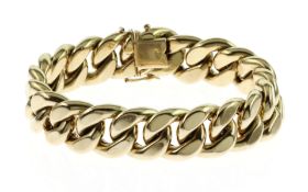 Panzerarmband 69.16g 585/- Gelbgold. Laenge ca. 21 cm. 1 Sicherheitsacht fehlt