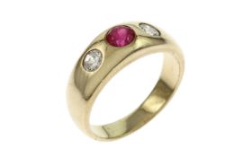 Ring 585/- 4.57g Gelbgold mit Diamanten 0.20 ct und Rubin 0.20 ct.. Ringgroesse 49