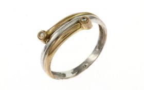 Ring 1.8g 333/- Gelbgold und Weissgold mit Zirkonia. Ringgroesse ca. 55