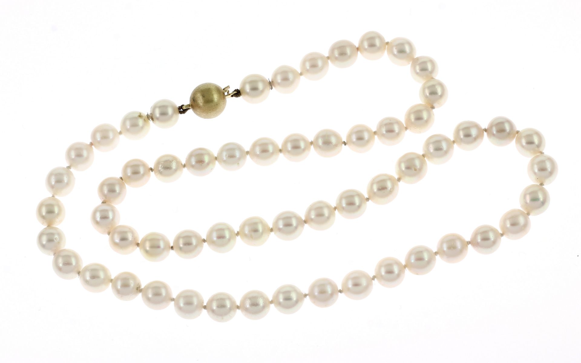 Perlenkette mit Verschluss 585/- Gelbgold. Laenge ca. 47 cm
