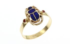 Ring 2.9g 750/- Gelbgold mit Lapislazuli und Farbsteinen. Ringgroesse ca. 58