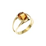 Ring 3.31 gr. 750/- Gelbgold mit Citrin Ringgroesse 56