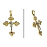 Anhaenger 3.75g Kreuz 585/- Gelbgold und Weissgold mit Zirkonia