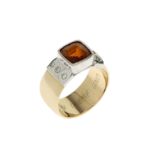 Ring 10.41 gr. 585/- Gelbgold und Weissgold mit Diamanten 0.18 ct und Citrin ca. 2.00 ct frage Ringg