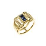 Ring 9.07 gr. 750/- Gelbgold mit Diamanten 0.20 ct und Saphiren Ringgroesse 58