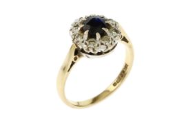 Ring 4.04 gr 750/- Gelbgold und Weissgold mit Diamanten ca. 0.30 ct  und Saphir