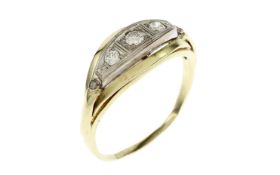 Ring 4g 585/- Gelbgold und Weissgold mit Diamanten zus. ca. 0.15 ct.. Ringgroesse 60