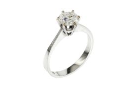 Ring 2.98g 750/- Weissgold mit Diamant ca. 1.20 ct. E/vvs2. Ringgroesse ca. 54