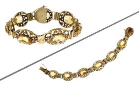 Armband 18.07g 550/- Gelbgold mit Citrinen. Laenge ca. 16 cm