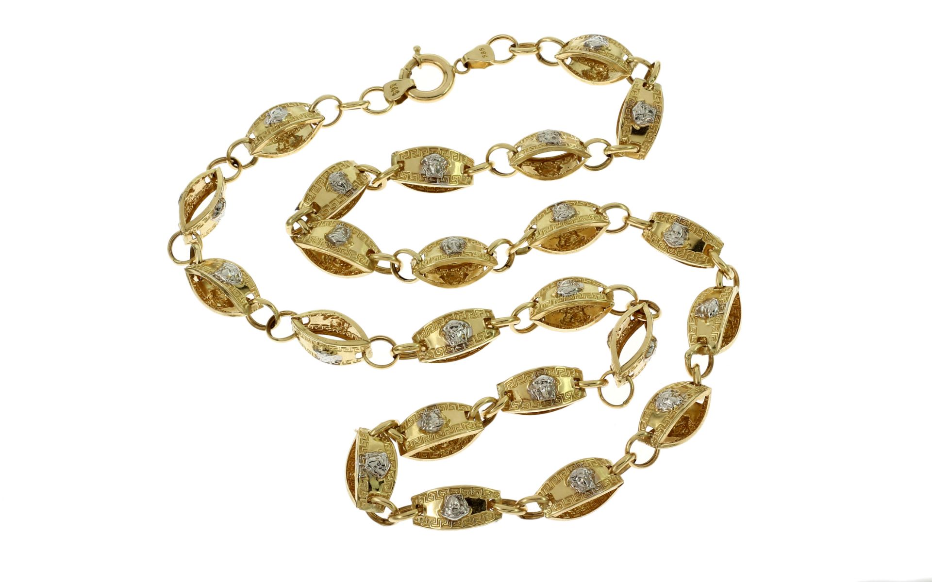 Kette 16.90g 585/- Gelbgold und Weissgold. Laenge ca. 61.50 cm