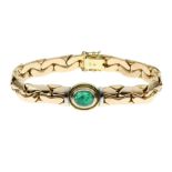 Armband 26.63 gr. 585/- Gelbgold und Weissgold mit Smaragd Laenge 21 cm