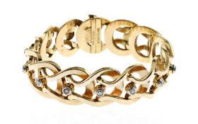 Armband 39.95g 750/- Gelbgold und Weissgold mit 13 Diamanten zus. ca. 0.91 ct.. Laenge ca. 20 cm