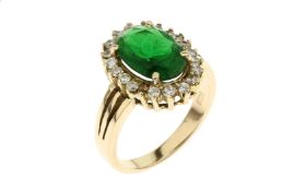 Ring 6.00 gr. 585/- Gelbgold mit Diamanten 0. 66 ct und Turmalin Ringgroesse 56 