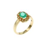 Ring 4.56 gr. 750/- Gelbgold mit Diamanten 0.20 ct und Smaragd