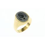 Ring 9.34 gr. 750/- Gelbgold mit Lagenstein Ringgroesse 71