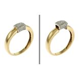 Ring 3.99 gr. 750/- Gelbgold und Weissgold mit Diamanten 0.60 ct Ringgroesse 58