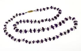 Edelsteinkette Amethyst und Bergkristall mit Verschluss 78 cm