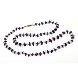 Edelsteinkette Amethyst und Bergkristall mit Verschluss 78 cm