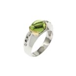 Ring 6.59 gr. 750/- Gelbgold und Weissgold mit Diamanten 0.12 ct und Beryll Ringgroesse 56