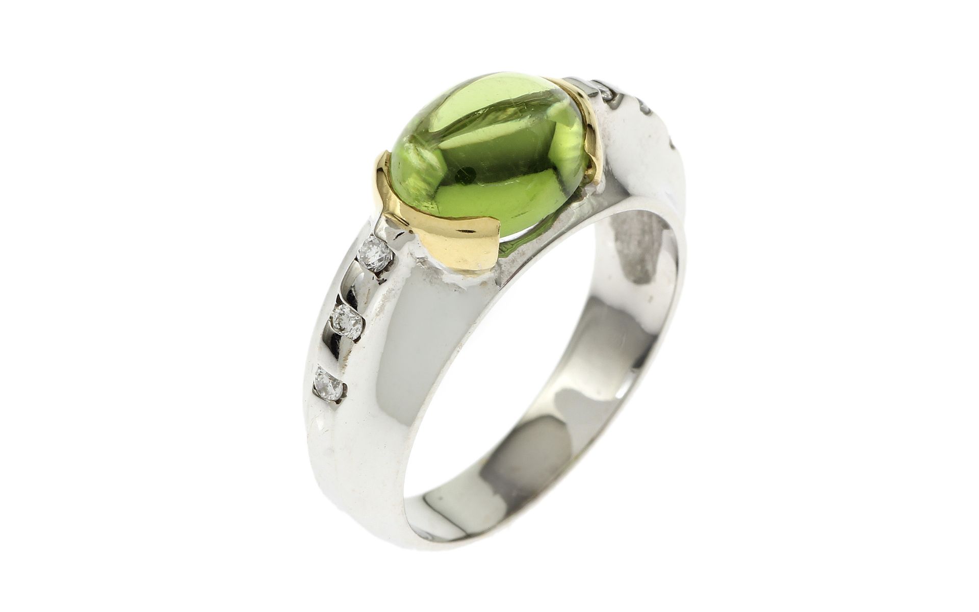 Ring 6.59 gr. 750/- Gelbgold und Weissgold mit Diamanten 0.12 ct und Beryll Ringgroesse 56