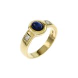 Ring 7.02g 750/- Gelbgold mit 2 Diamanten zus. ca. 0.20 ct. und Saphir. Ringgroesse ca. 59